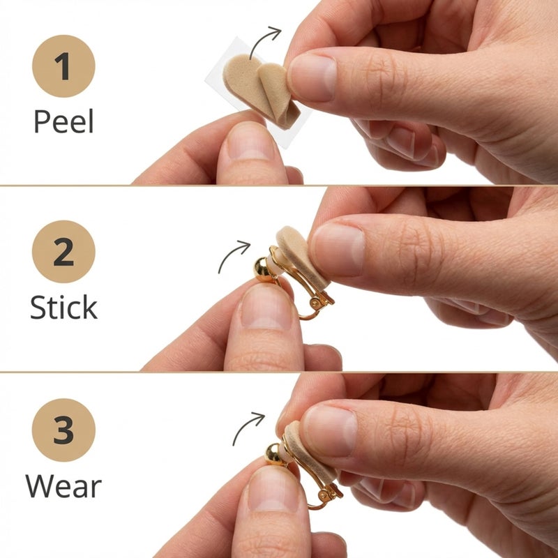 E'arrs Clip on Earring Pads | Adhesive Paddle and Dot Foam | 3 Pairs | Go Betweens | E'arrs - Image 4